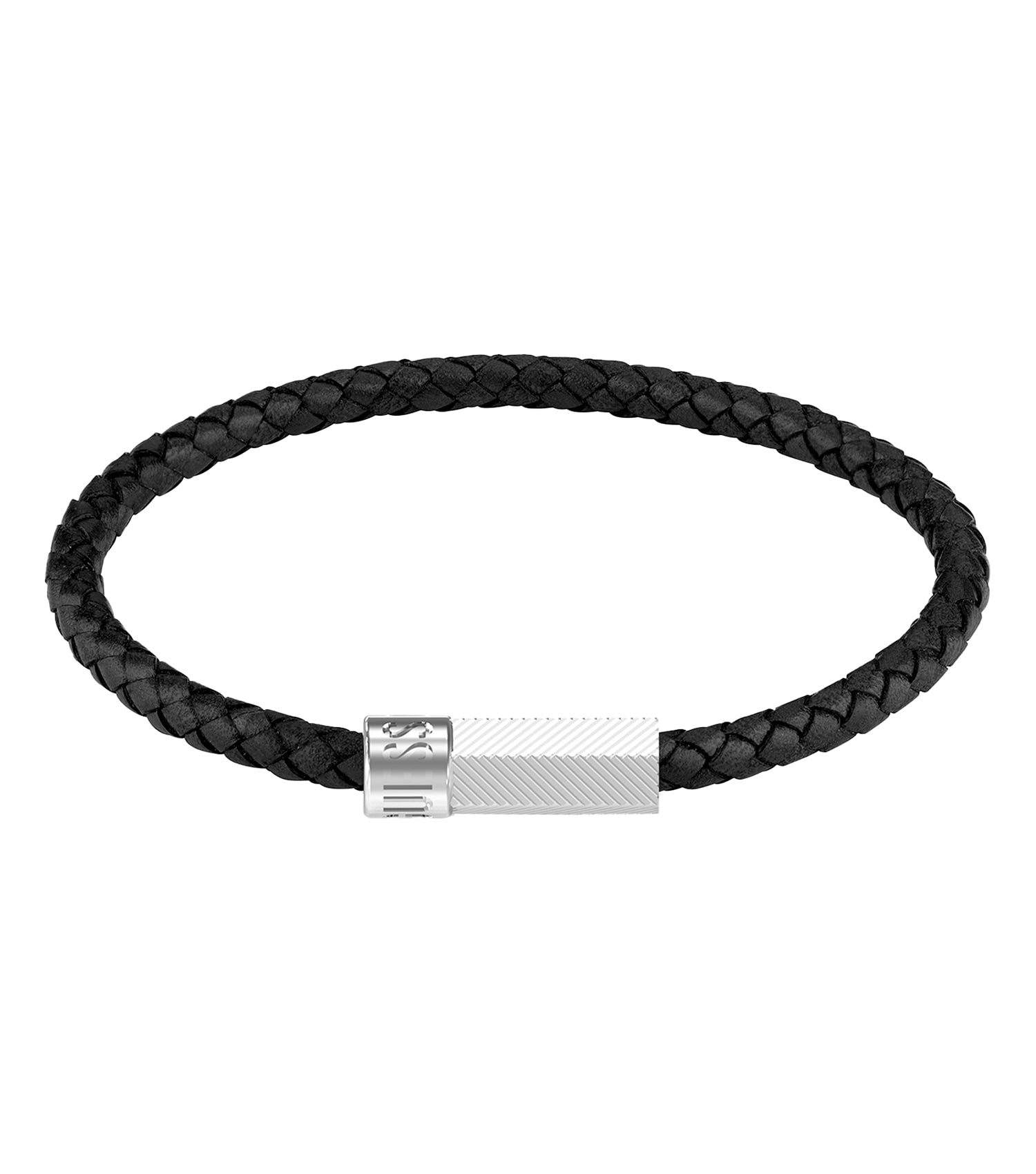 Men's 'S Bracelet Black Silver Cube Small Brown Silver