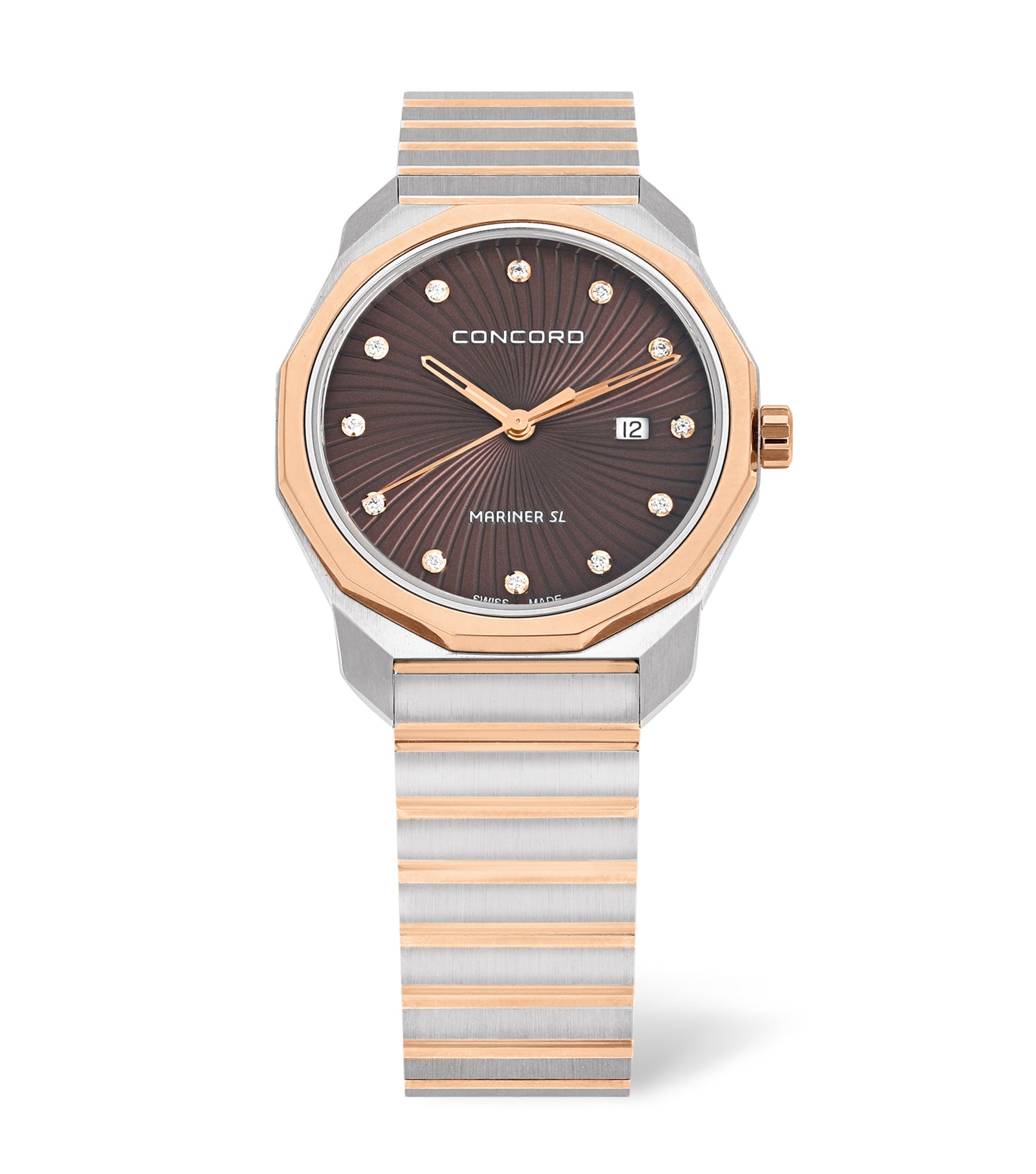 Stainless steel/18K RG, 
brown 12D dial