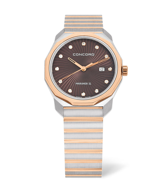 Stainless steel/18K RG, 
brown 12D dial