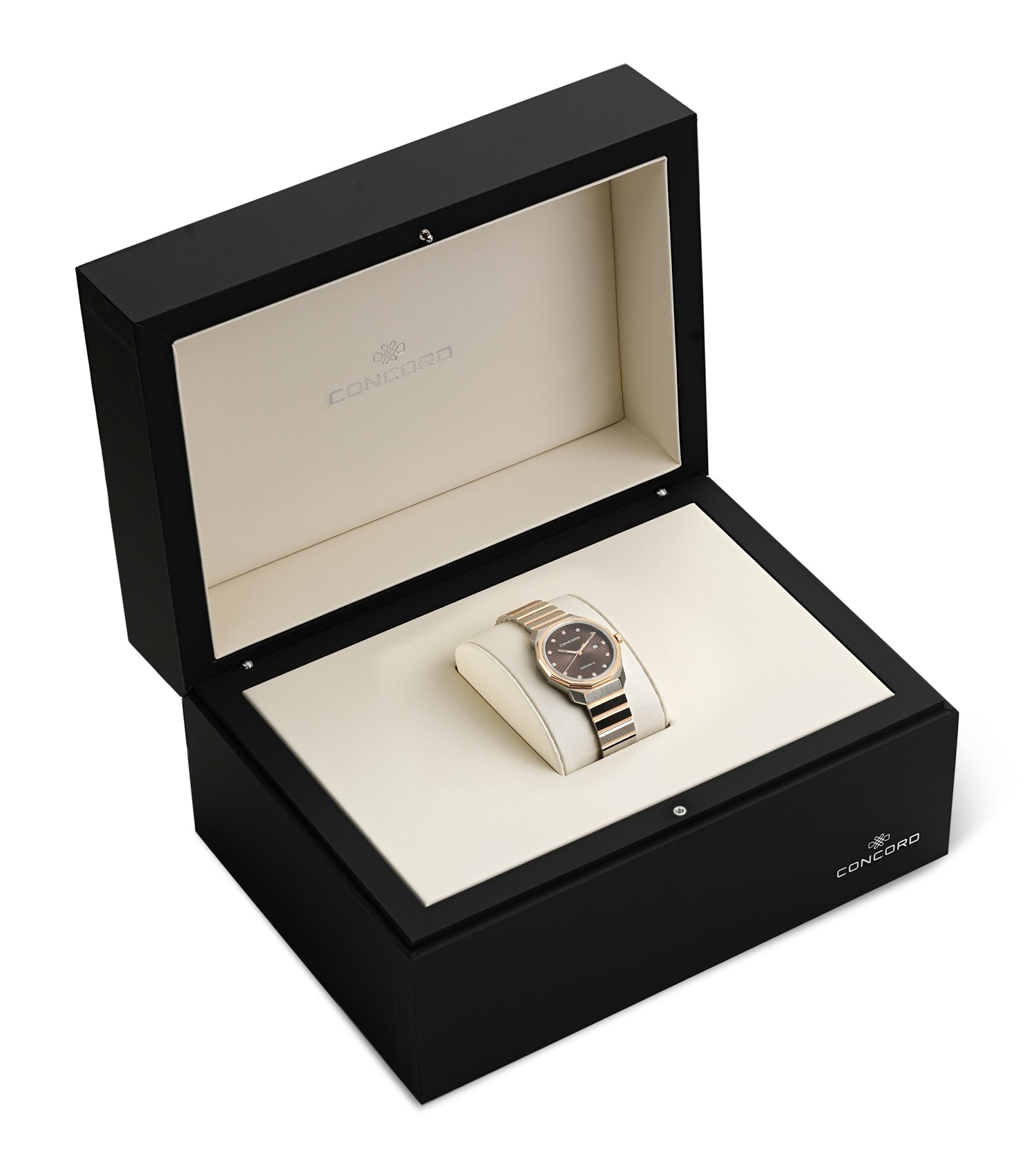 Stainless steel/18K RG, 
brown 12D dial