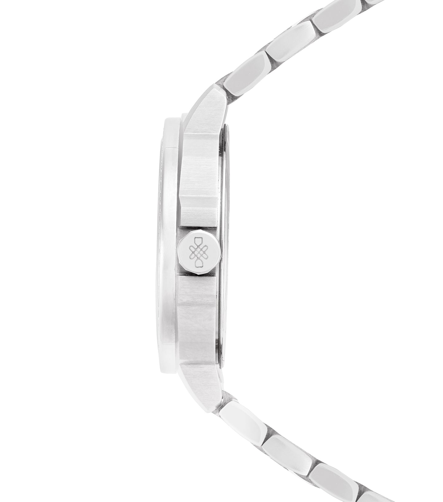 Stainless Steel, Set Bezel, White Mop 12D Dial