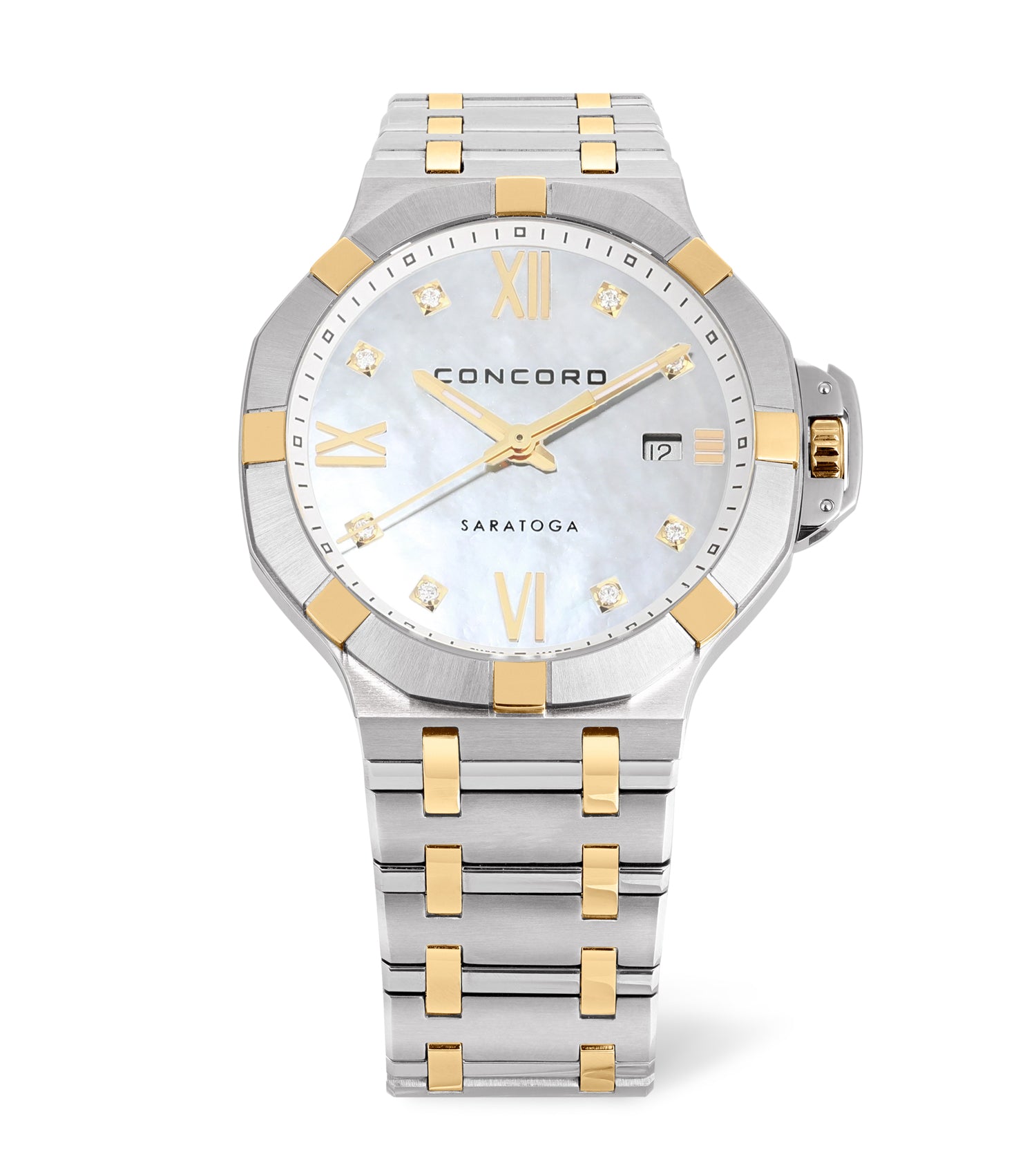 Ladies Watch STL GLD SARATOGA LADY QTZ 31MM WHT MOP DL BRCT