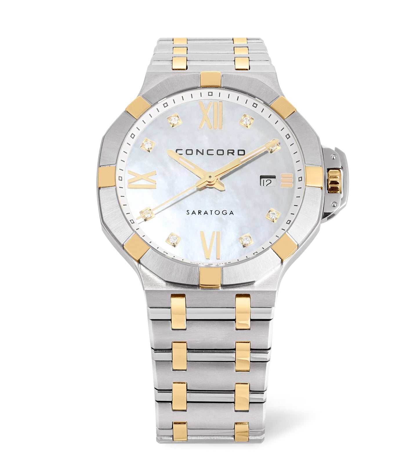 Ladies Watch STL GLD SARATOGA LADY QTZ 31MM WHT MOP DL BRCT