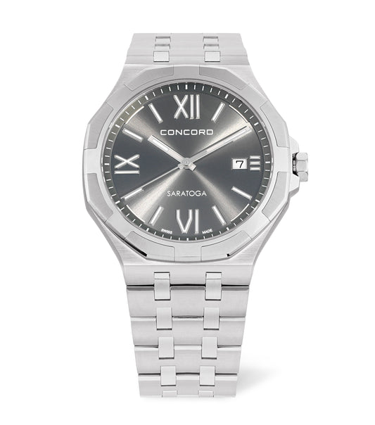 Gents Watch STL SARATOGA 40MM GREY/DL BRCT QTZ