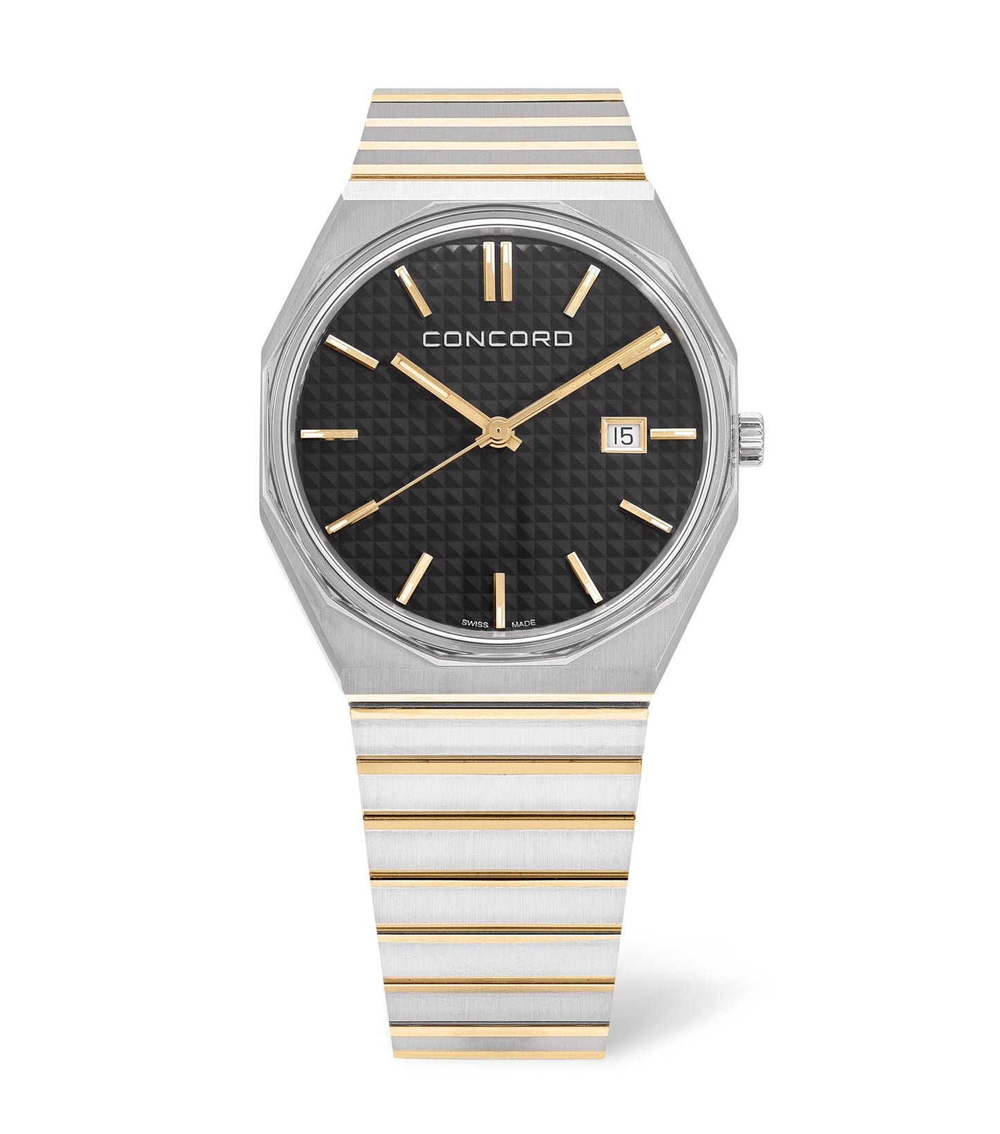Stainless Steel and Gold, Anthracite Dial, 39mm, Quartz, Steel and Gold Bracelet
