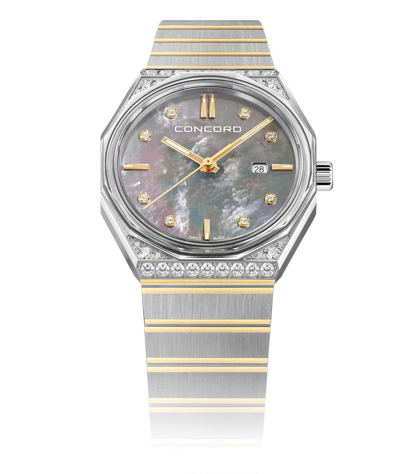 Ladies Watch STL/YG MARINER 29MM QTZ DMD/CSE GRY/MOP/DL STL/YG/BRCT