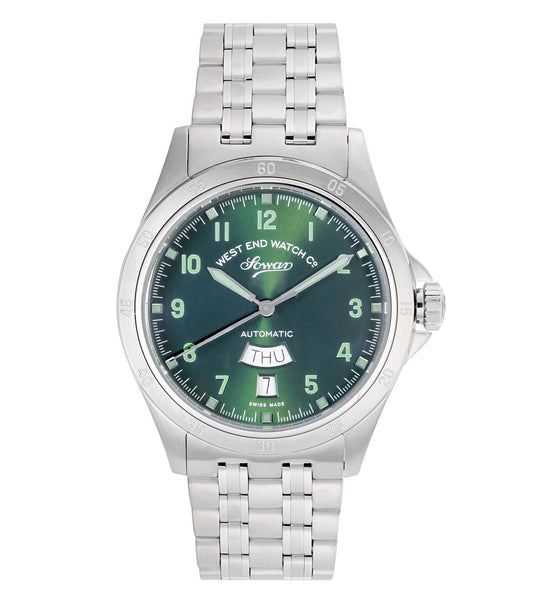 West End watch in None color, showcasing a round face with silver hour markers, displayed at a three-quarter angle on a white background.