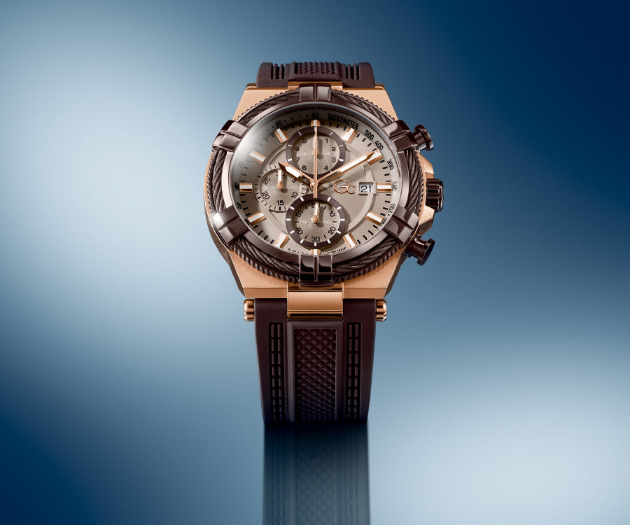 gc watches for men with textured rubber strap