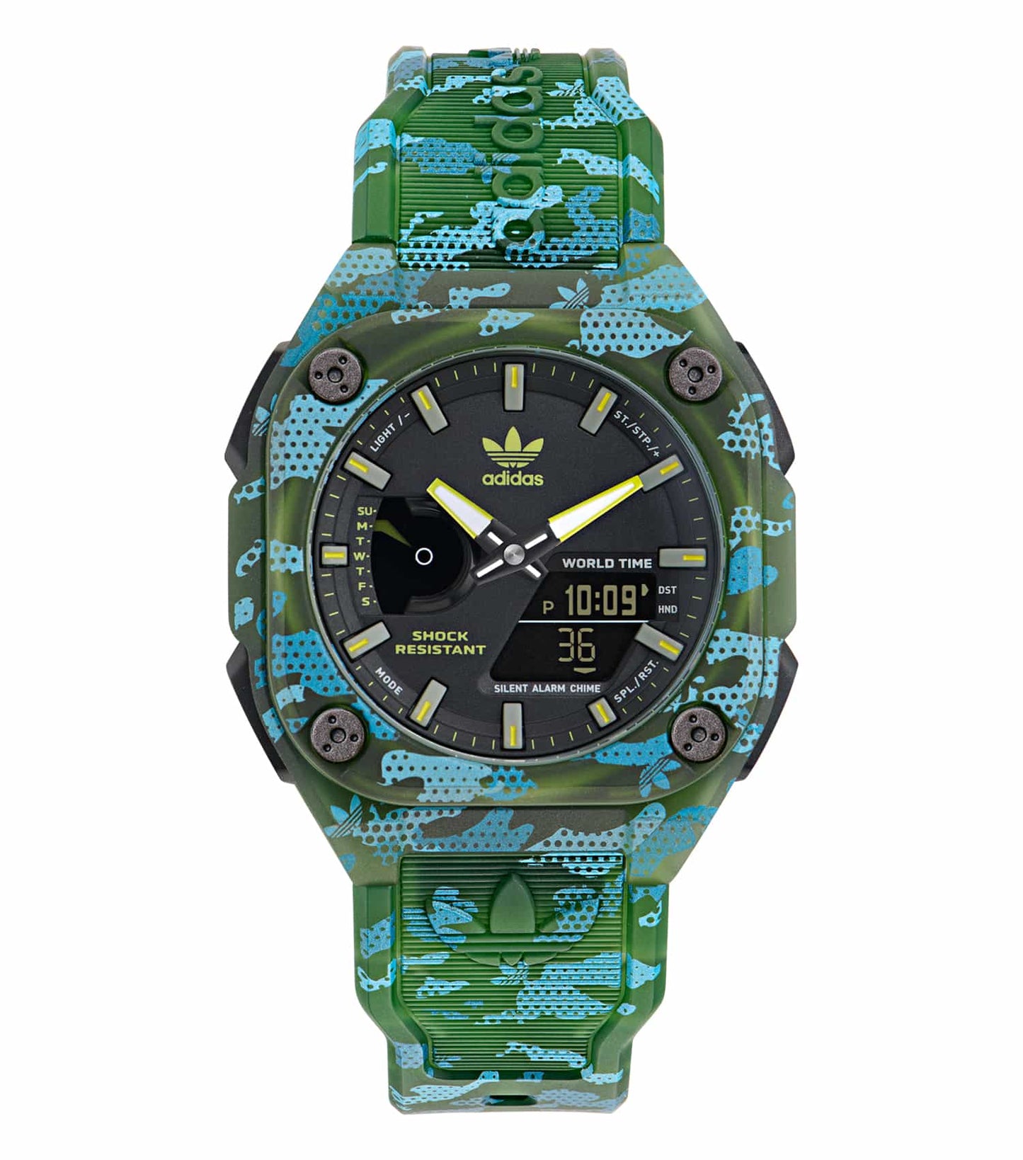 Adidas black watch with minimalist design, displayed at a 45-degree angle, showcasing sleek styling and modern elegance.