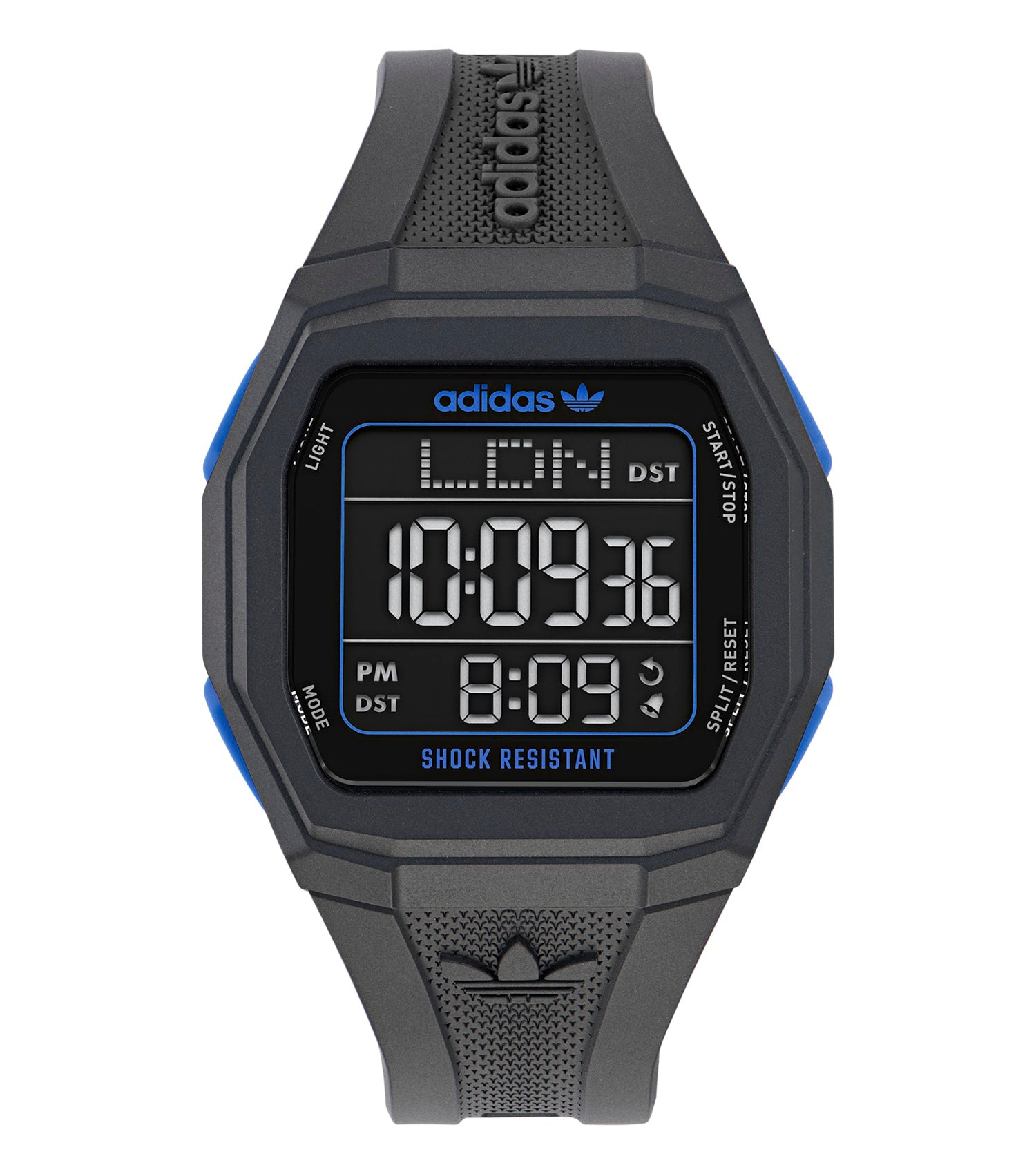 Adidas Men's Digital Watch, Stainless Steel, Black Blue