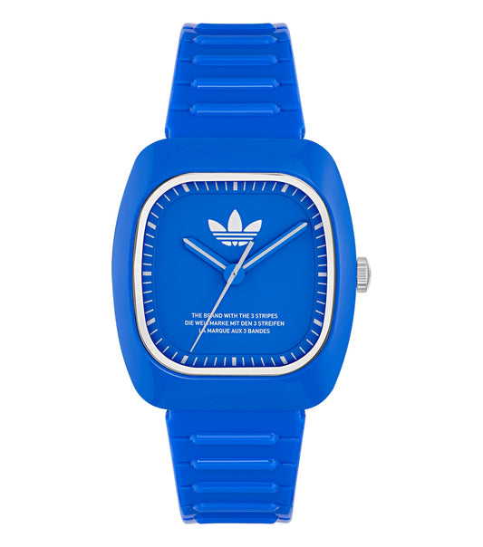Adidas easygoing flow watch in pastel wave color, showing a side angle with stylish design on light background, perfect for trendsetters.