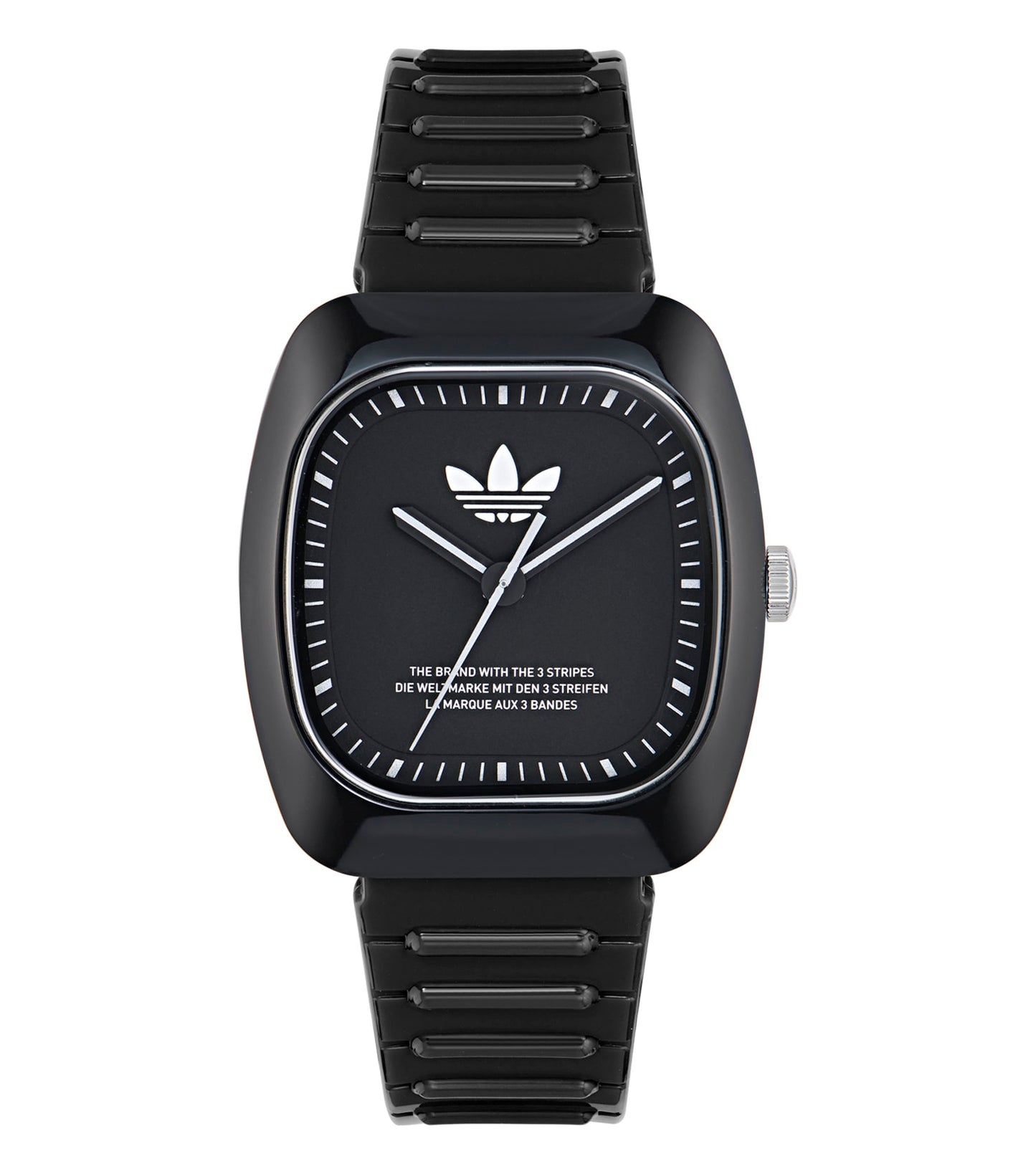 adidas two-tone watch showcasing a blend of silver and gold, angled right side, stylish stainless steel band, passionate design