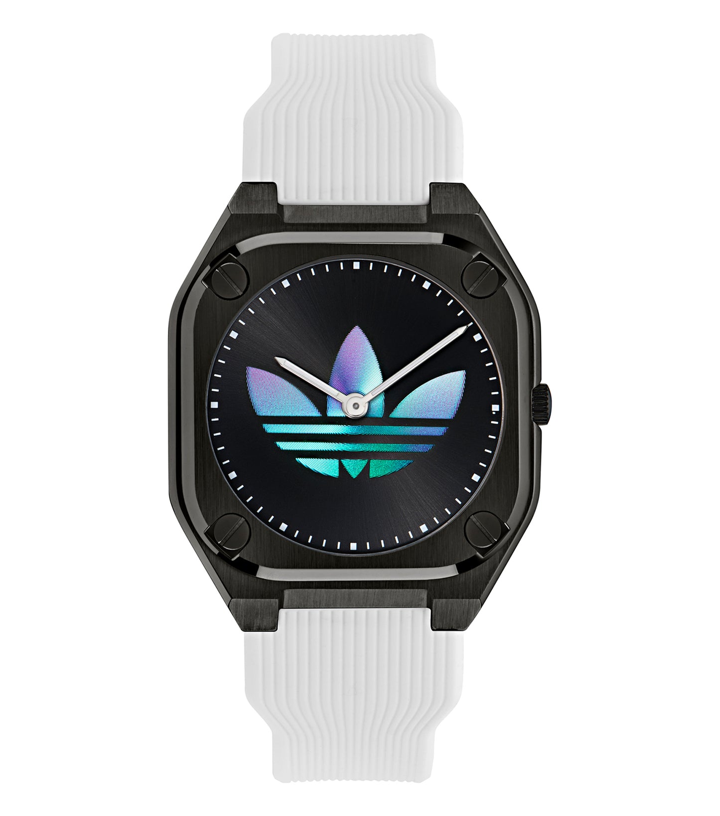 IP Black SST Case Black Dial White Silicone Strap