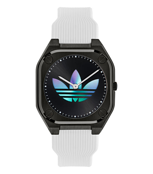 IP Black SST Case Black Dial White Silicone Strap