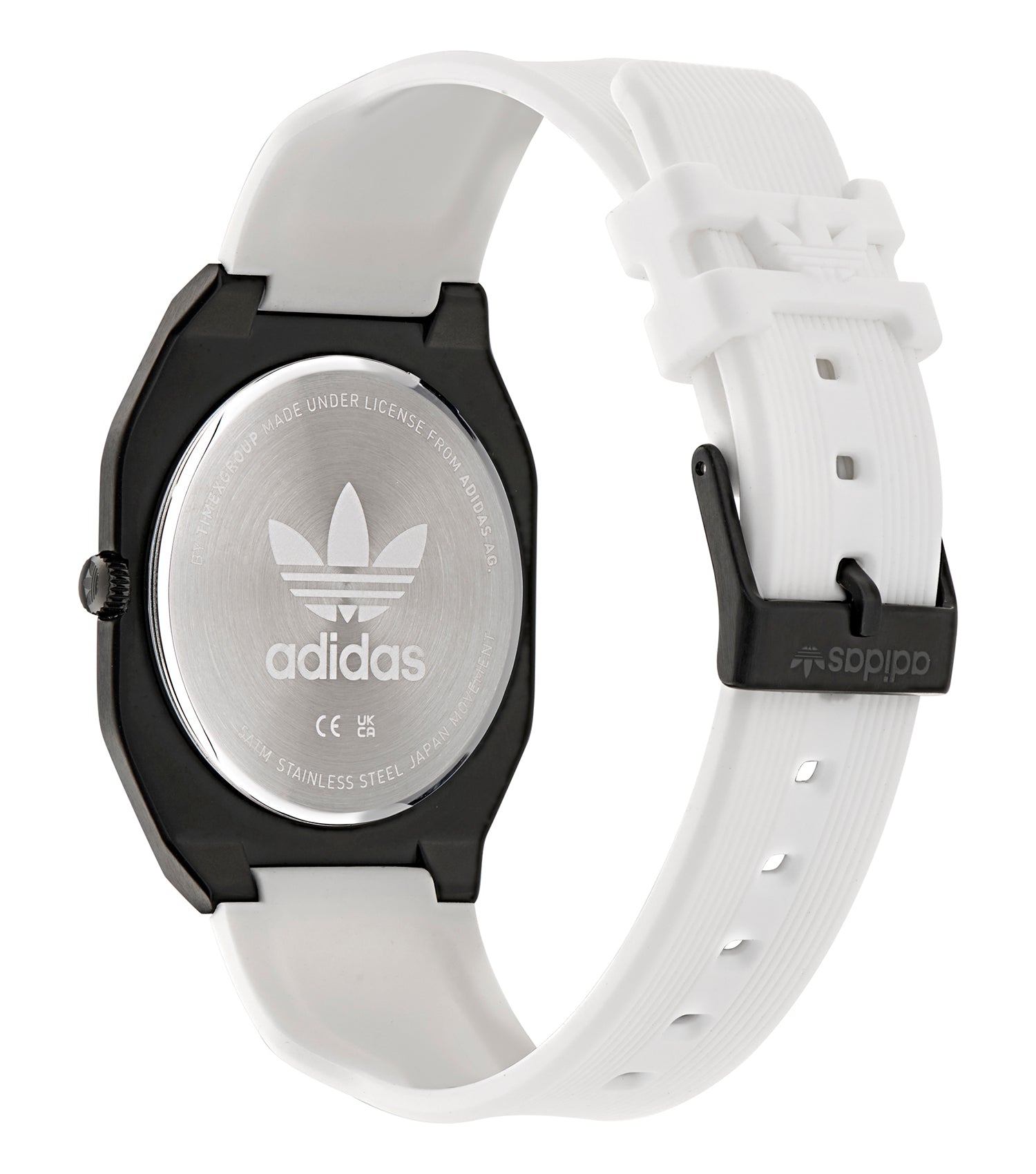 IP Black SST Case Black Dial White Silicone Strap