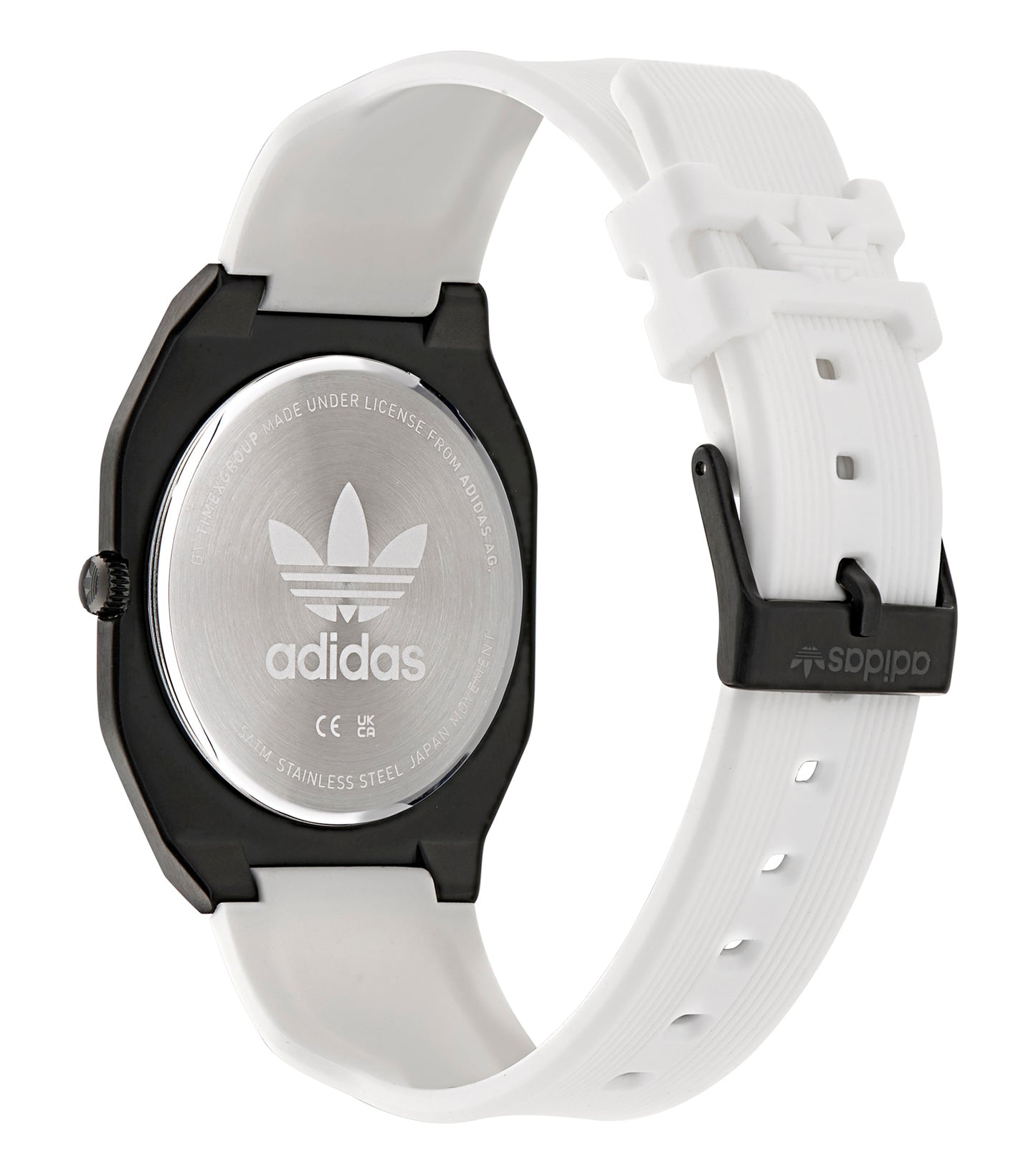 IP Black SST Case Black Dial White Silicone Strap