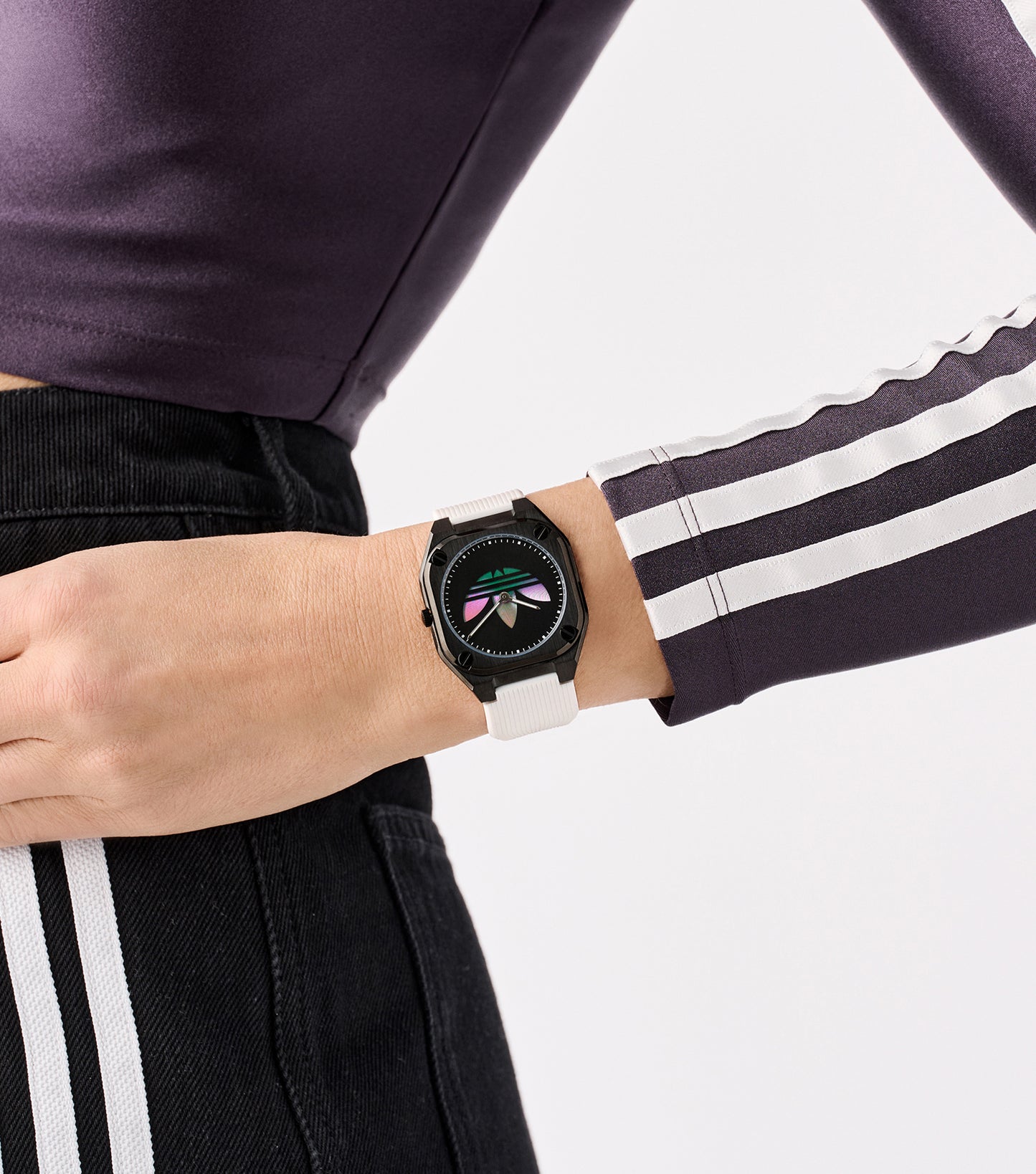 IP Black SST Case Black Dial White Silicone Strap