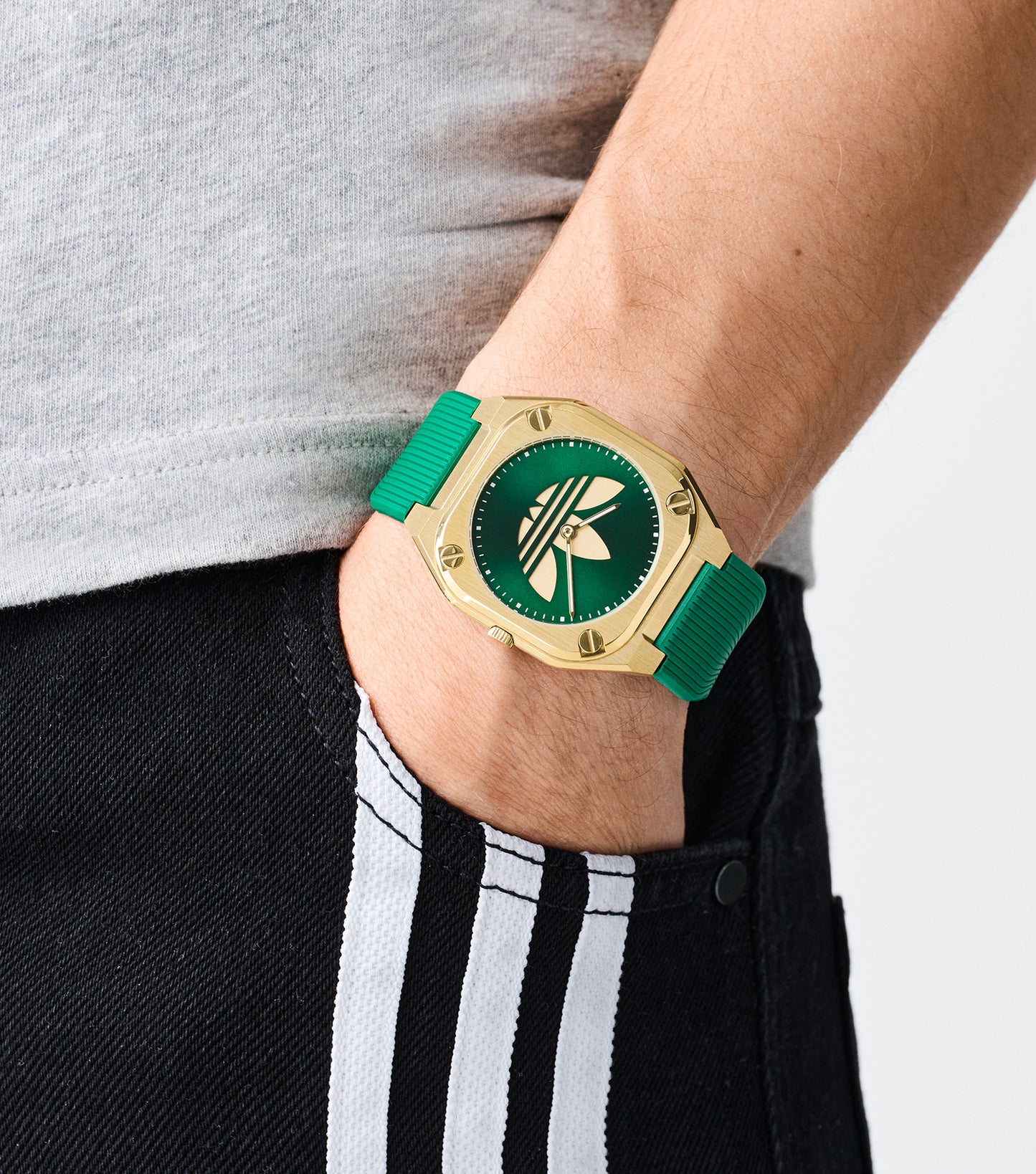 IP Gold SST Case Green Dial Green Silicone Strap