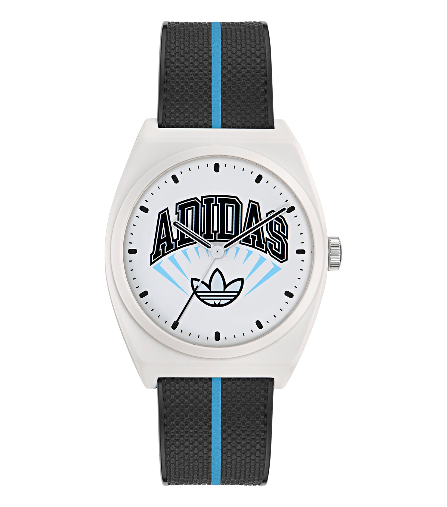 White Resin Case White Dial Black Resin Strap
