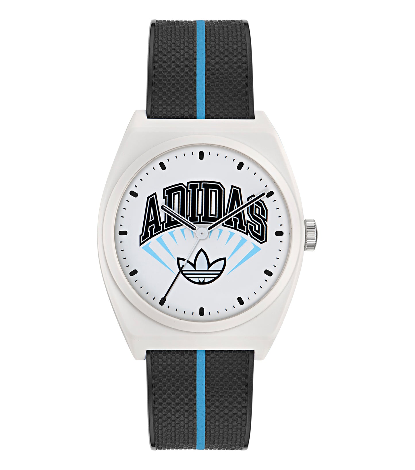 White Resin Case White Dial Black Resin Strap