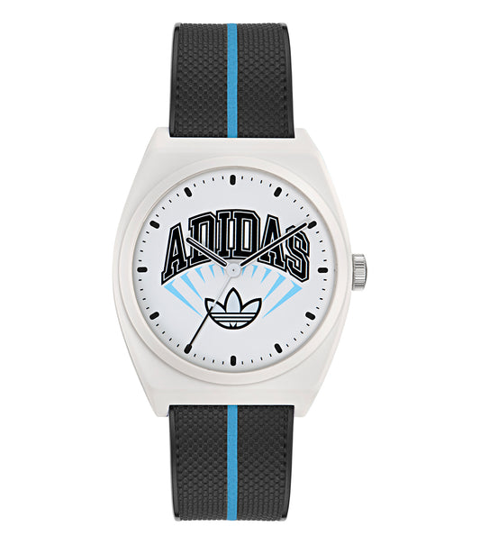White Resin Case White Dial Black Resin Strap