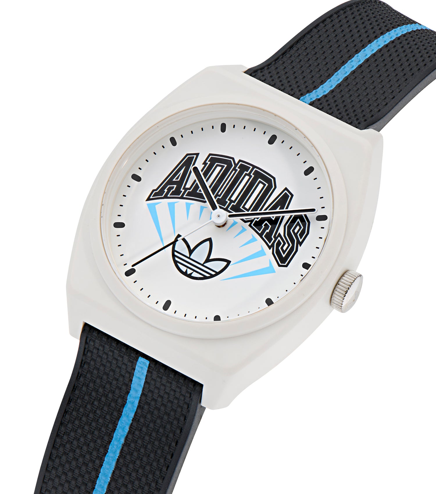 White Resin Case White Dial Black Resin Strap