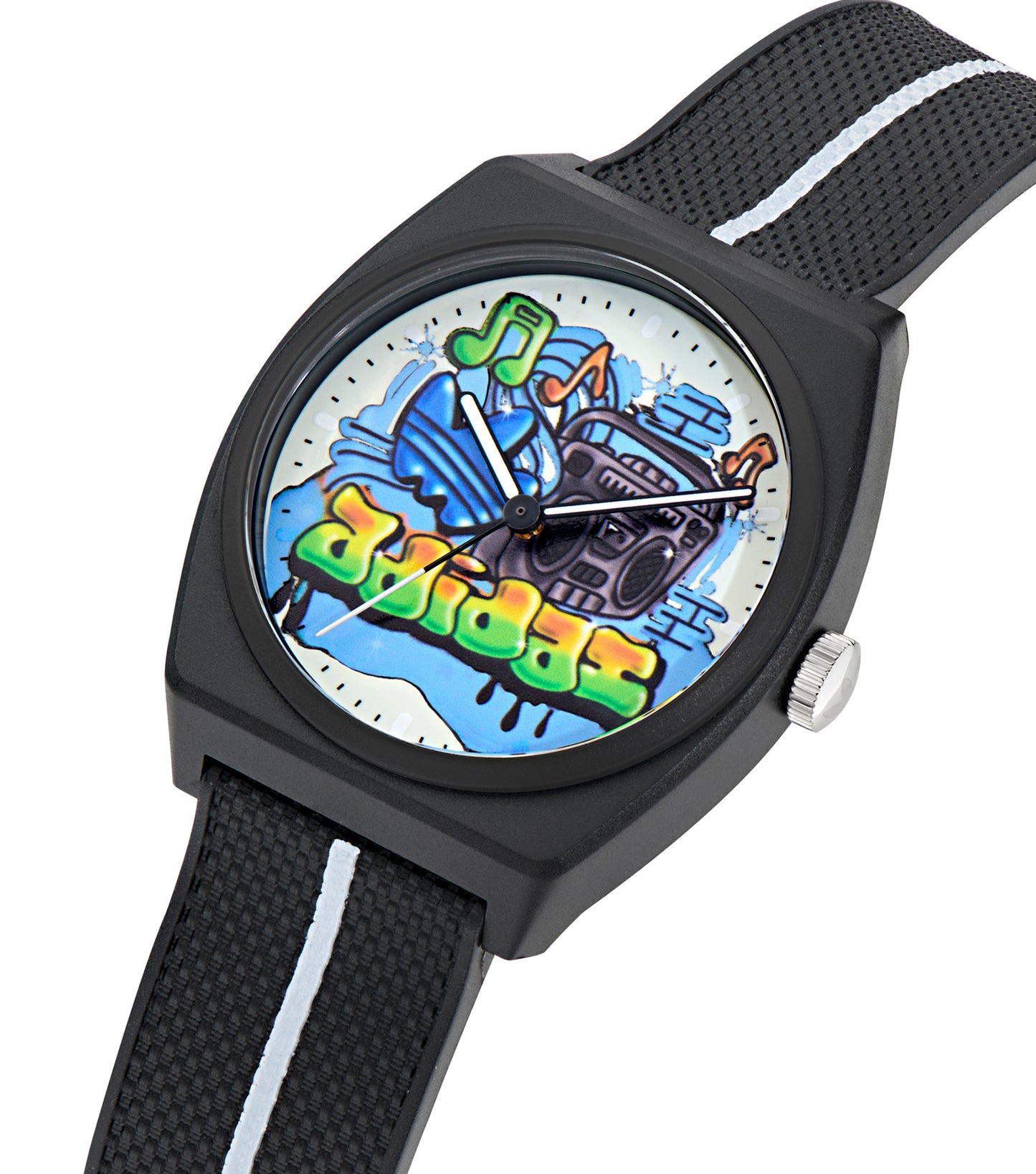 Black Resin Case White Dial Black Resin Strap