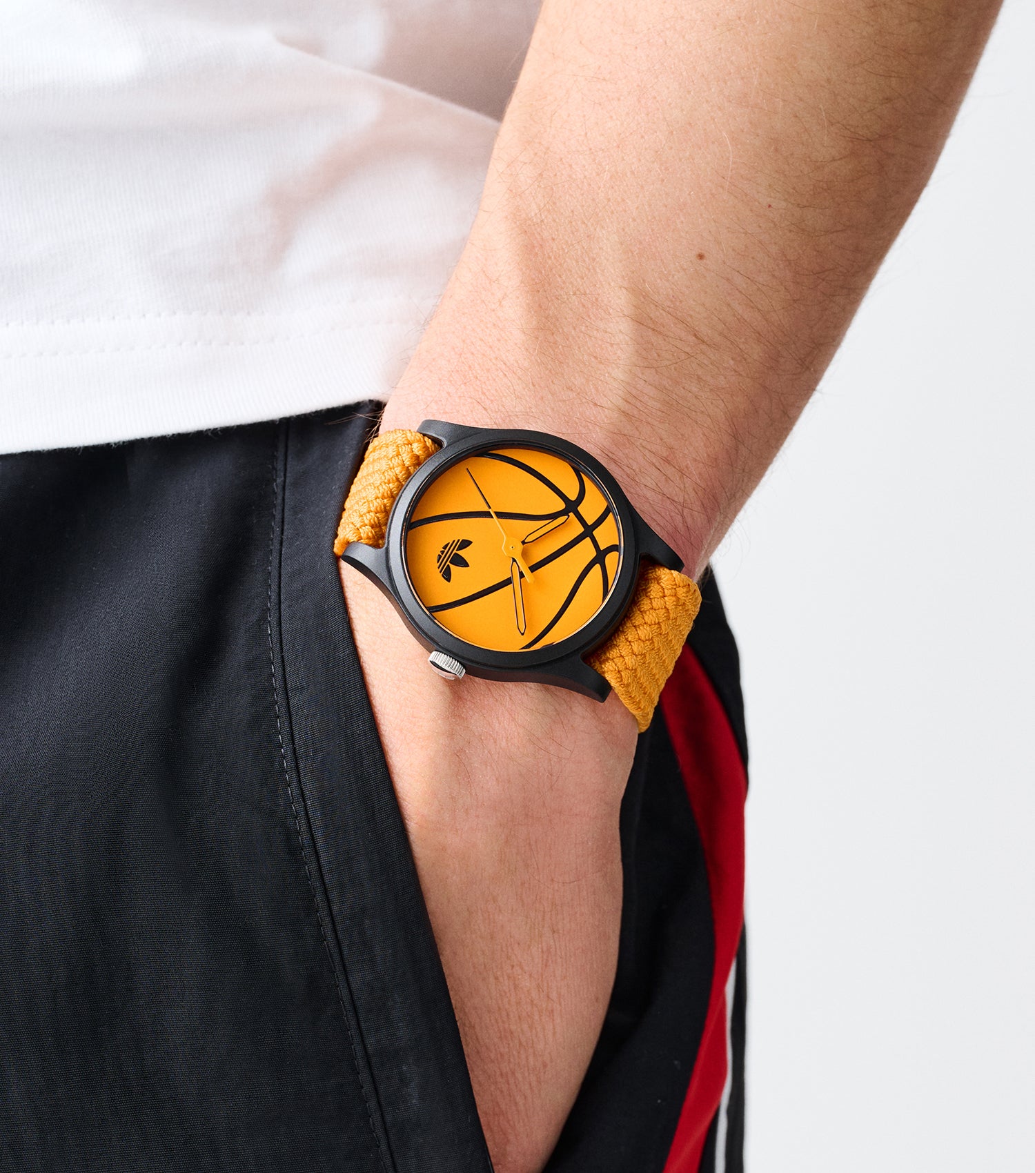 Black Resin Case Orange Dial Orange Nylon Strap