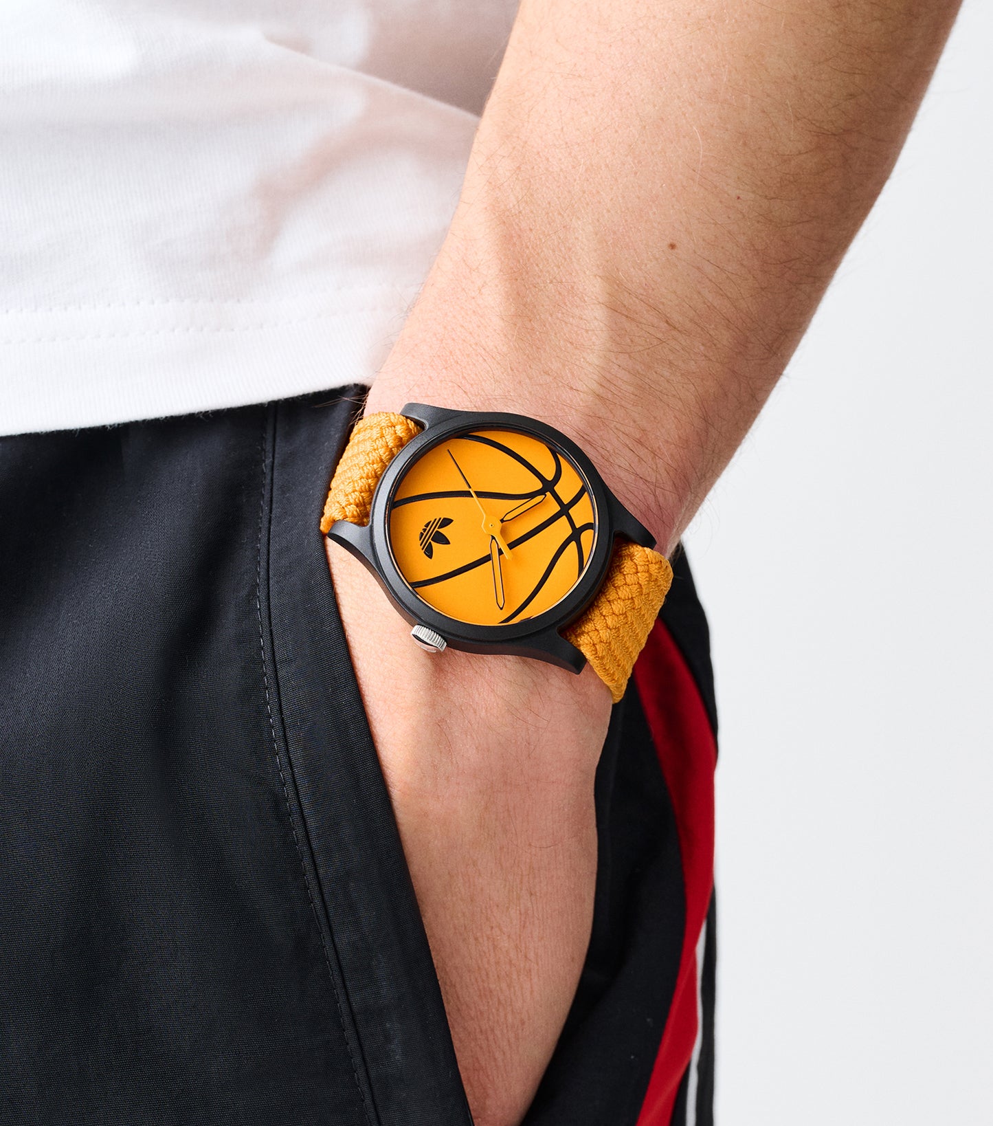 Black Resin Case Orange Dial Orange Nylon Strap