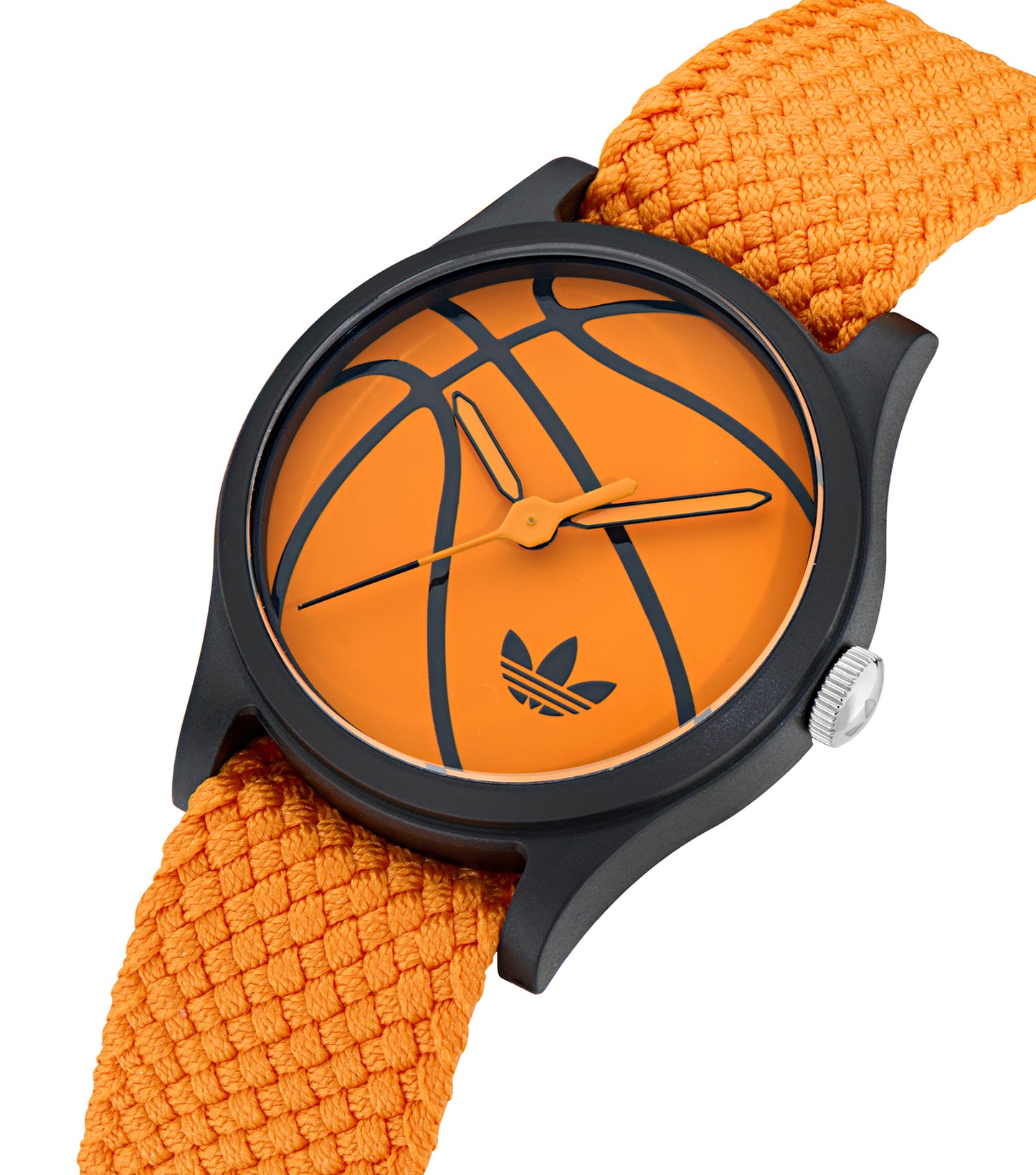 Black Resin Case Orange Dial Orange Nylon Strap