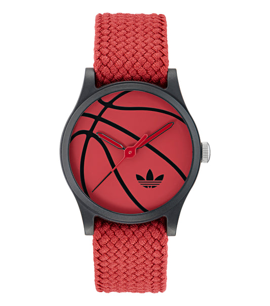 Black Resin Case Red Dial Red Nylon Strap