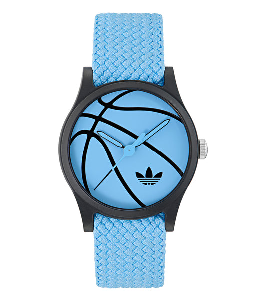 Black Resin Case Blue Dial Blue Nylon Strap