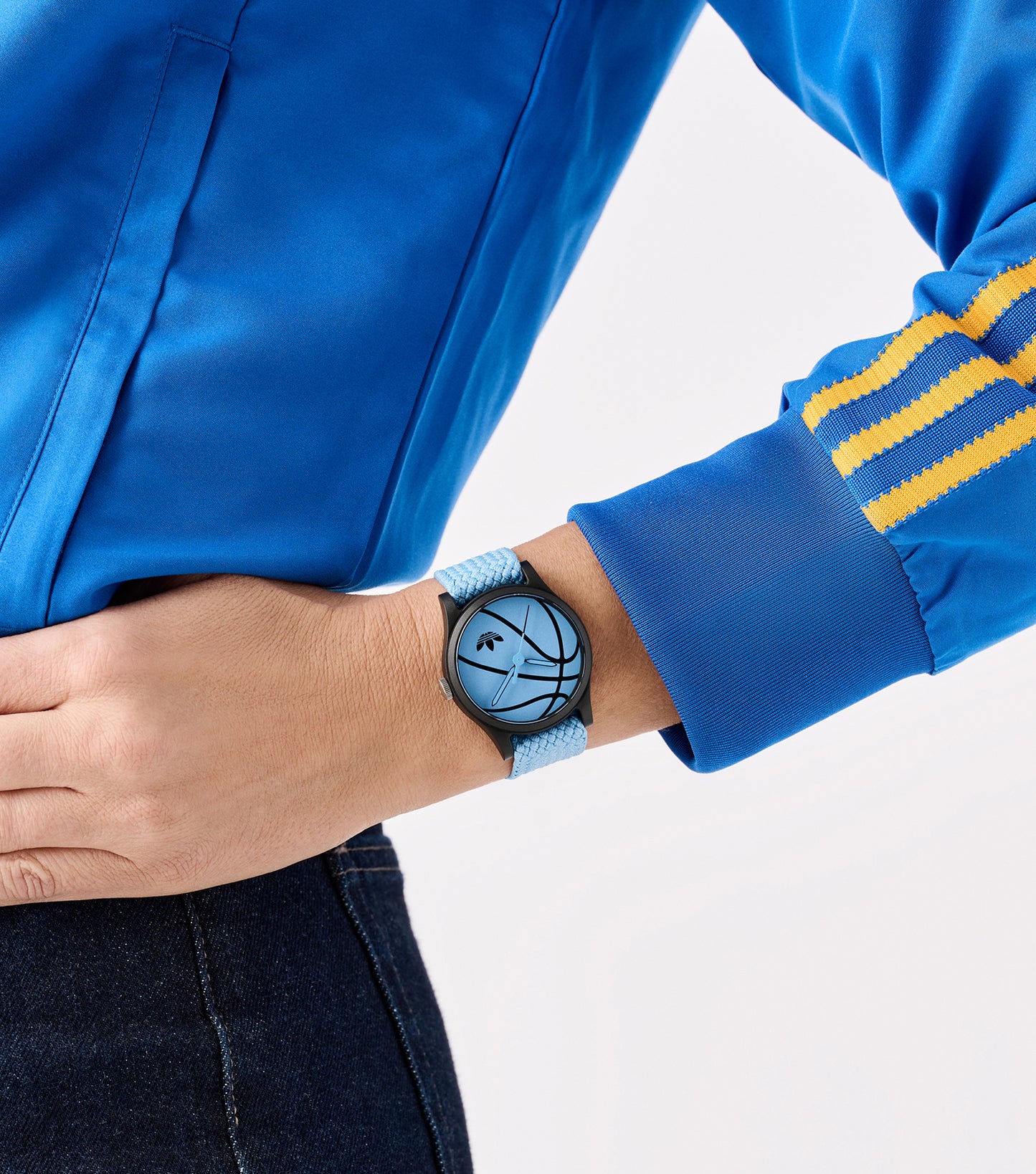 Black Resin Case Blue Dial Blue Nylon Strap