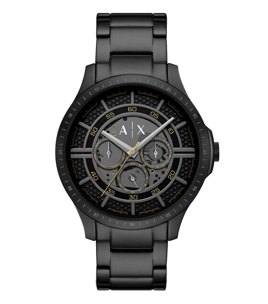 Armani Exchange quartz watch AX2460 in vibrant blue displayed at a dynamic 46-degree angle with sleek, modern design.