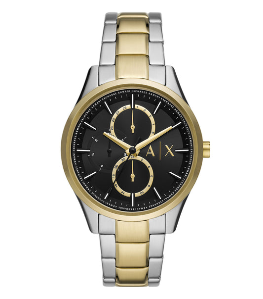 Armani Exchange watch in black, model AX1865, showcased at a 42-degree angle, combining sophistication and minimalist design.