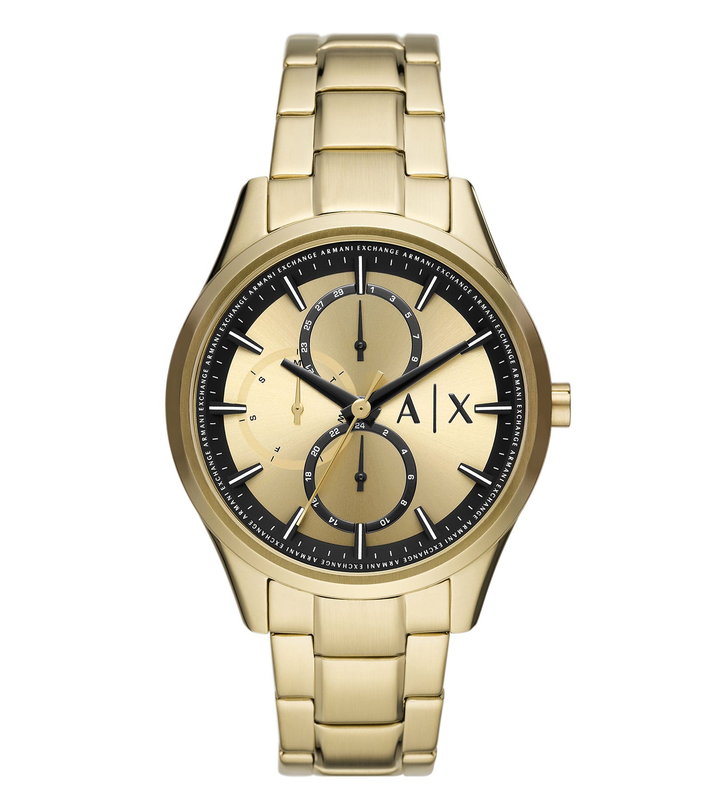 Stylish Armani Exchange Quartz watch in silver, displayed at an elegant angle highlighting its luxurious design and precision craftsmanship.