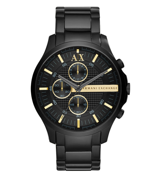  Side angle view of the elegant Armani Exchange AX2164 watch in classic silver, showcasing its sophisticated round dial and sleek design.