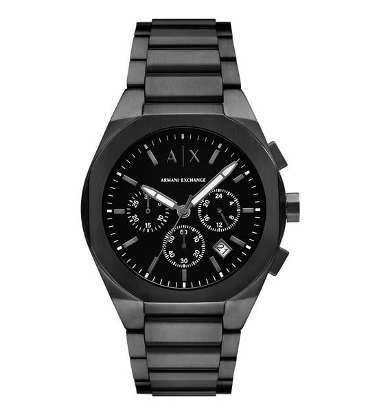 Armani Exchange watch, distinct N/A color, showcased at an elegant angle highlighting sleek design, brand expertise, and modern appeal.