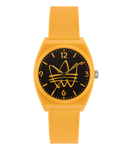 adidas quartz watch in subtle pink, showcasing a sleek minimalist design, side profile view, emphasizing elegance and style.