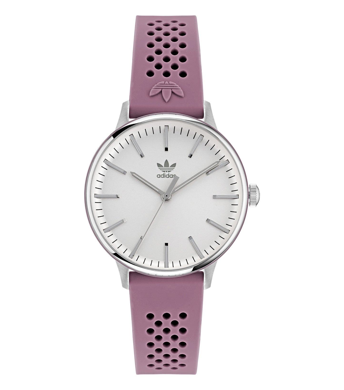 Adidas watch, quartz color, side angle showcasing sleek design and minimalist dial, perfect for modern fashion enthusiasts.
