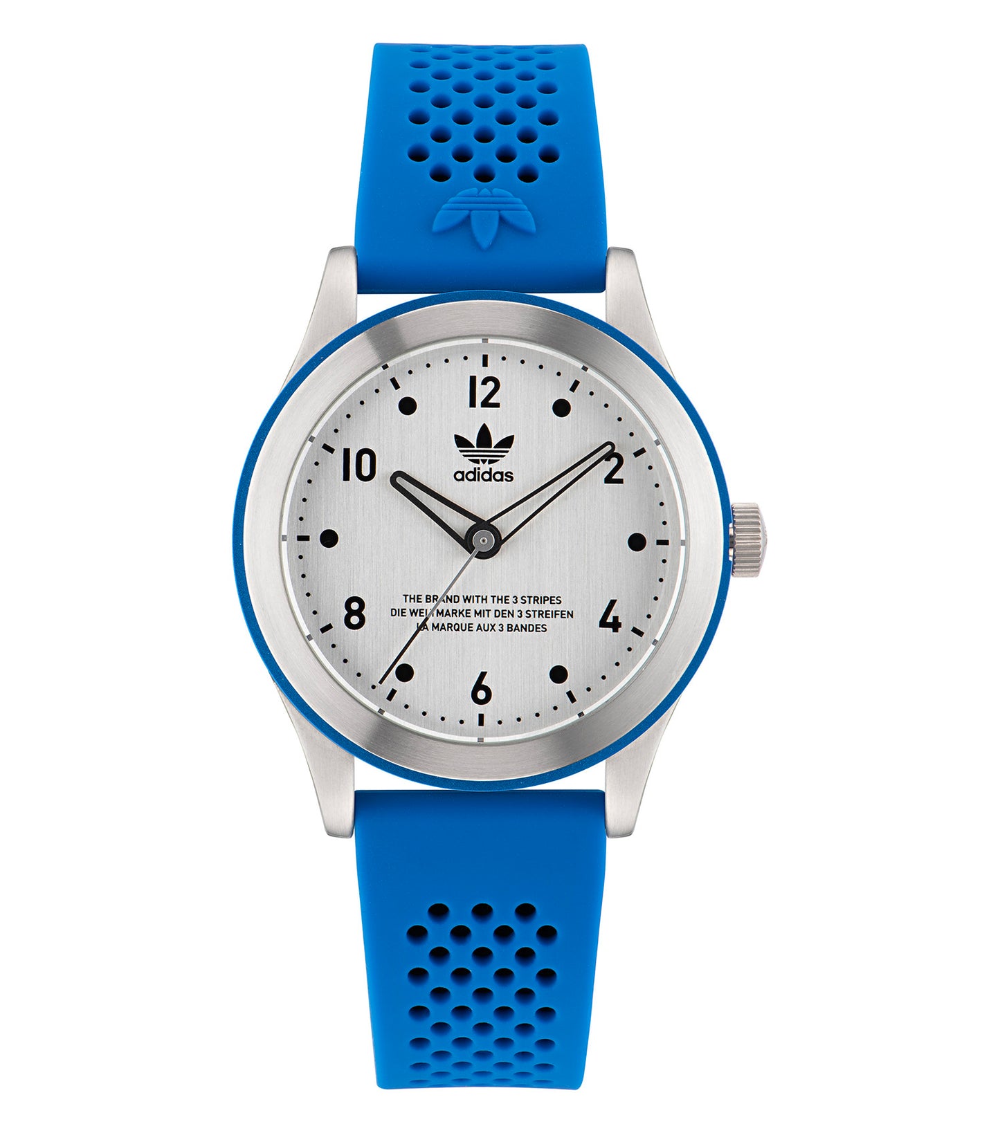 Stylish adidas blue watch with modern design, showcasing side angle; features durable strap and bold face, perfect for trendsetters.