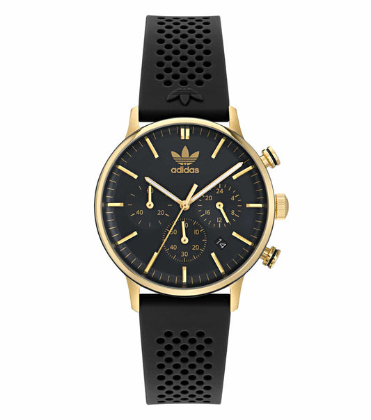 adidas unisex watch, vibrant blue color, displayed at a natural angle, showcasing minimalist design and bold adidas branding