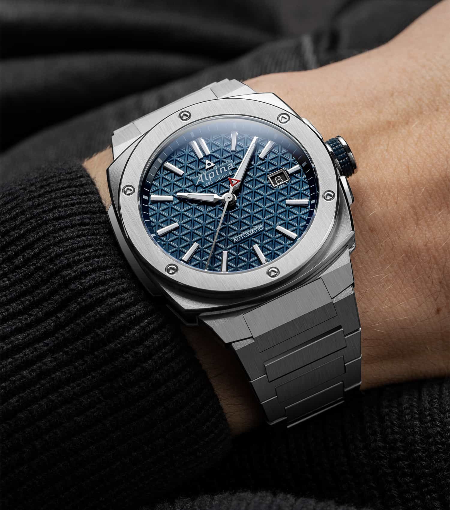 Alpiner Grey Automatic Watch Men with Blue Strap