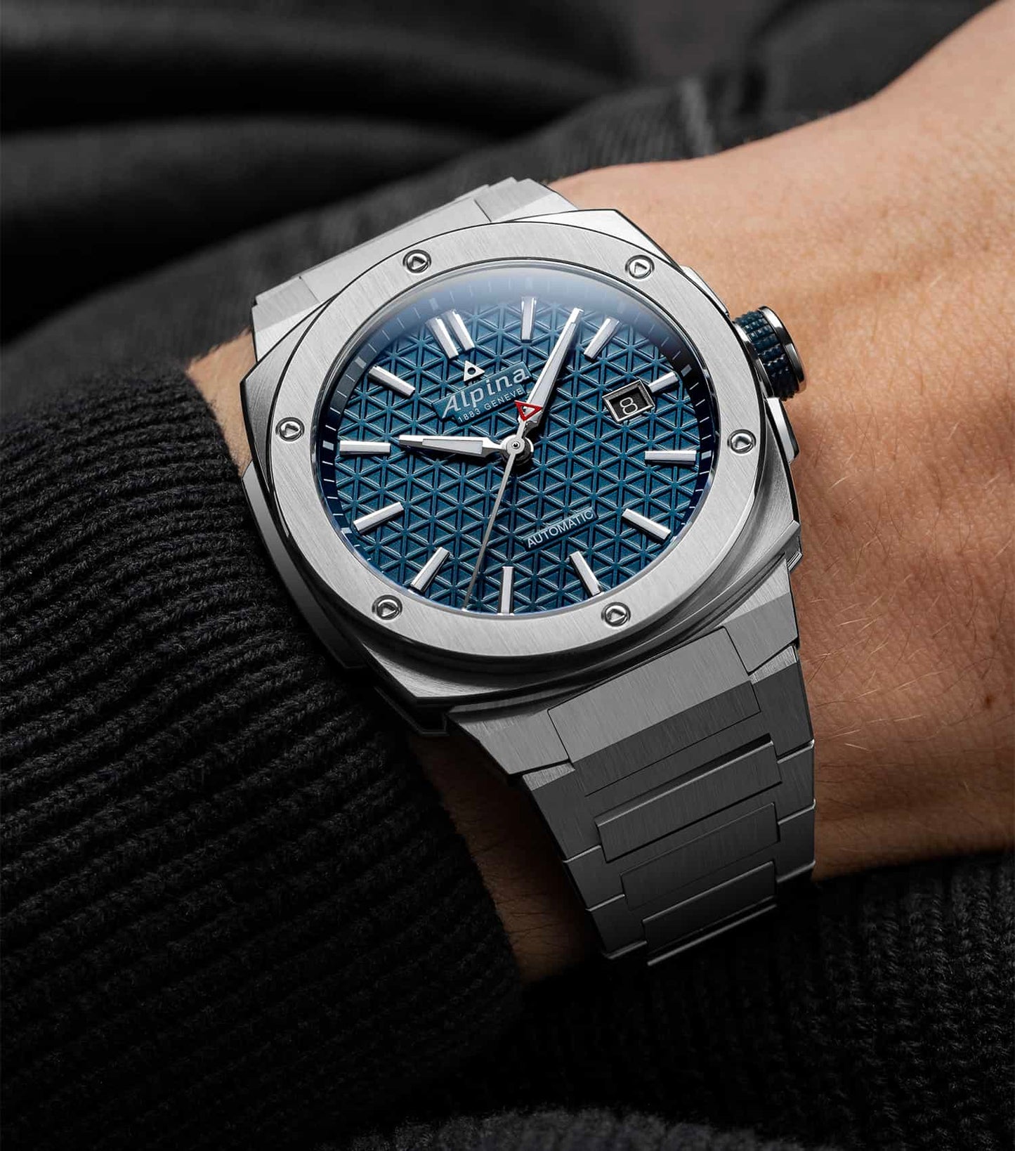 Alpiner Grey Automatic Watch Men with Blue Strap