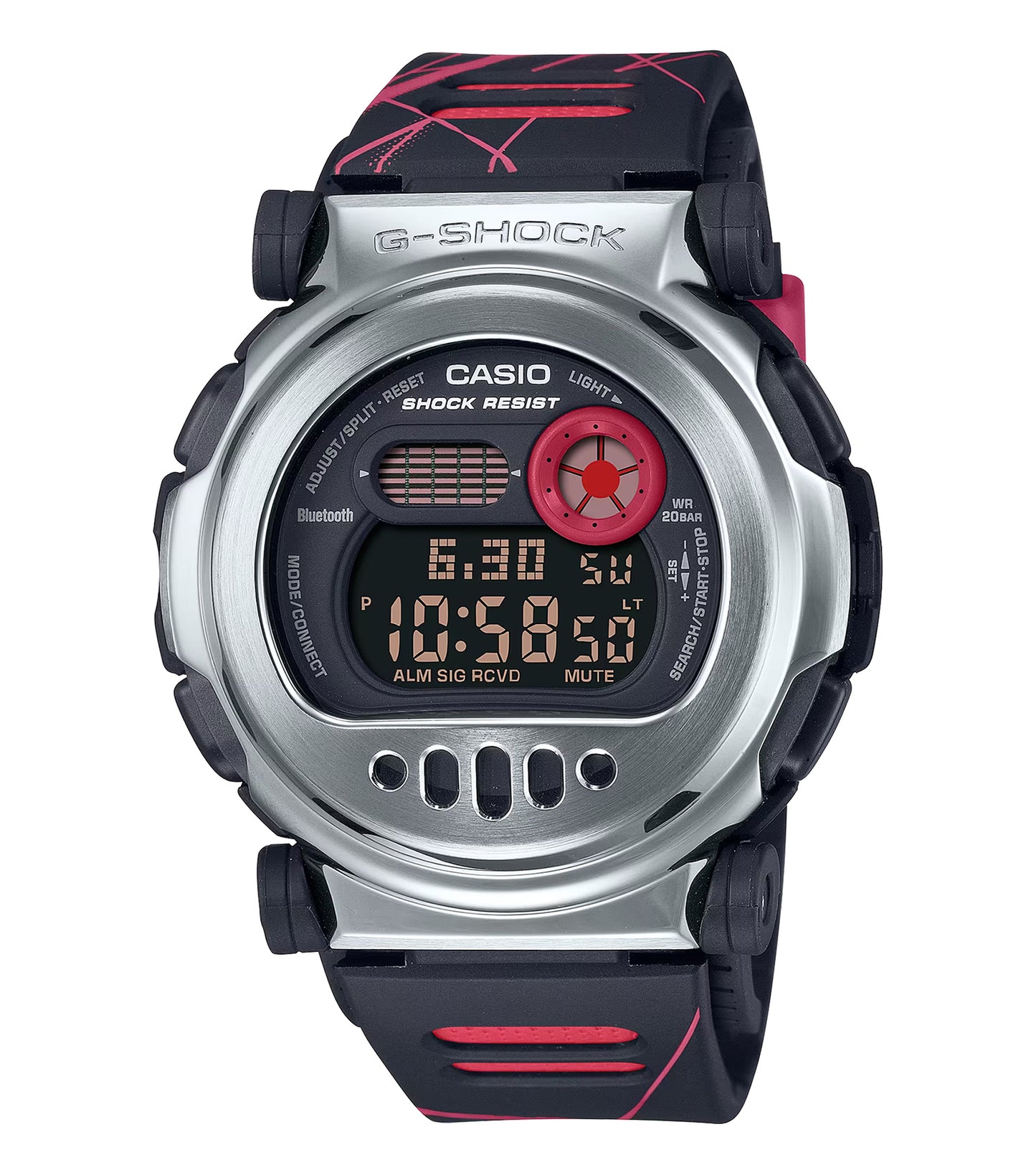  Stylish black Casio watch in side angle view, featuring a sleek design and intricate details perfect for watch enthusiasts.