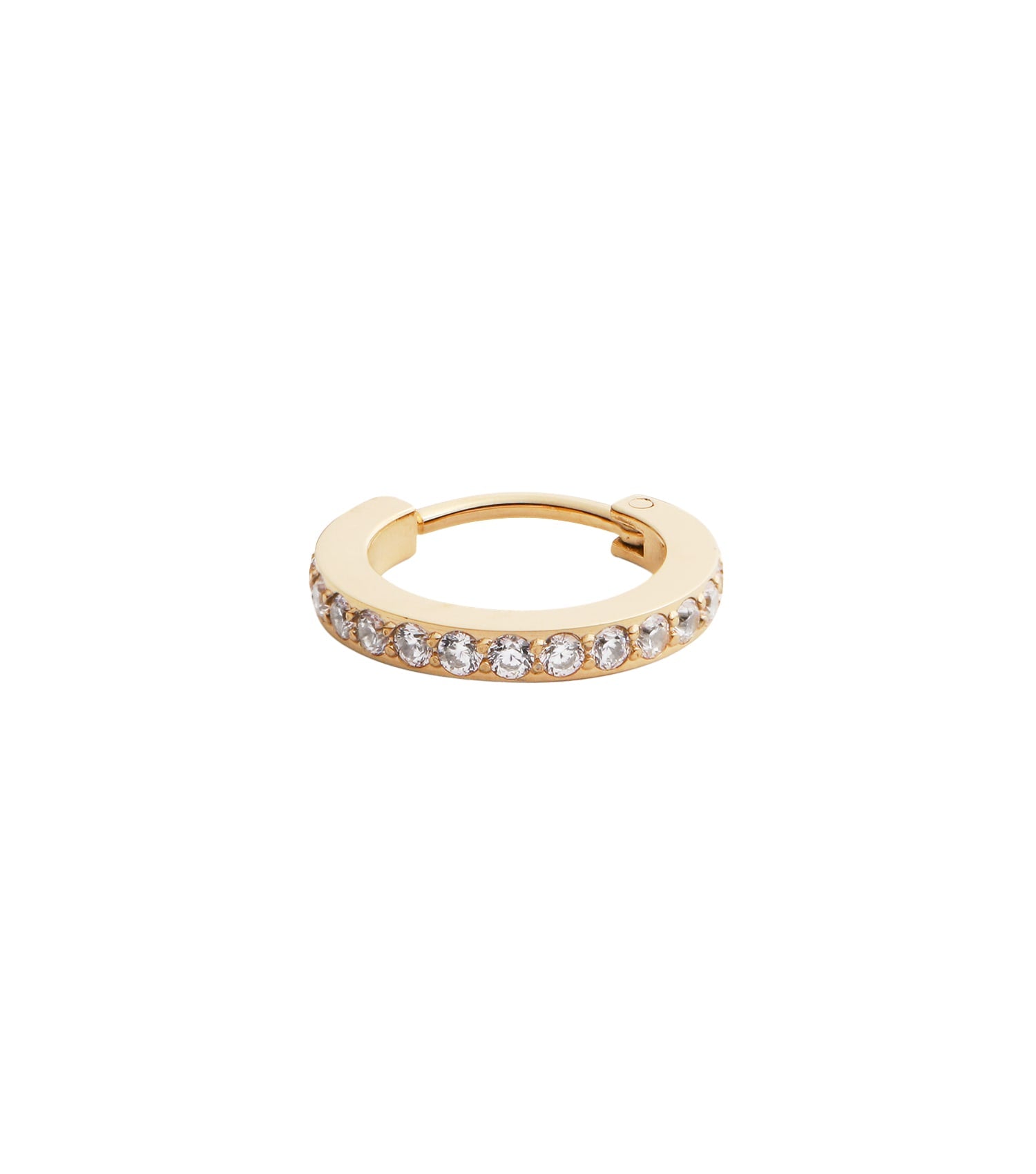 Daniel Wellington gold-colored earring, side angle view, showcasing elegant and sleek design, perfect for fashion enthusiasts.