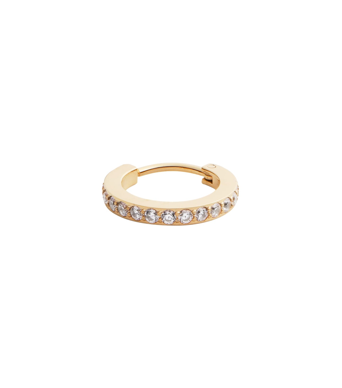 Daniel Wellington gold-colored earring, side angle view, showcasing elegant and sleek design, perfect for fashion enthusiasts.