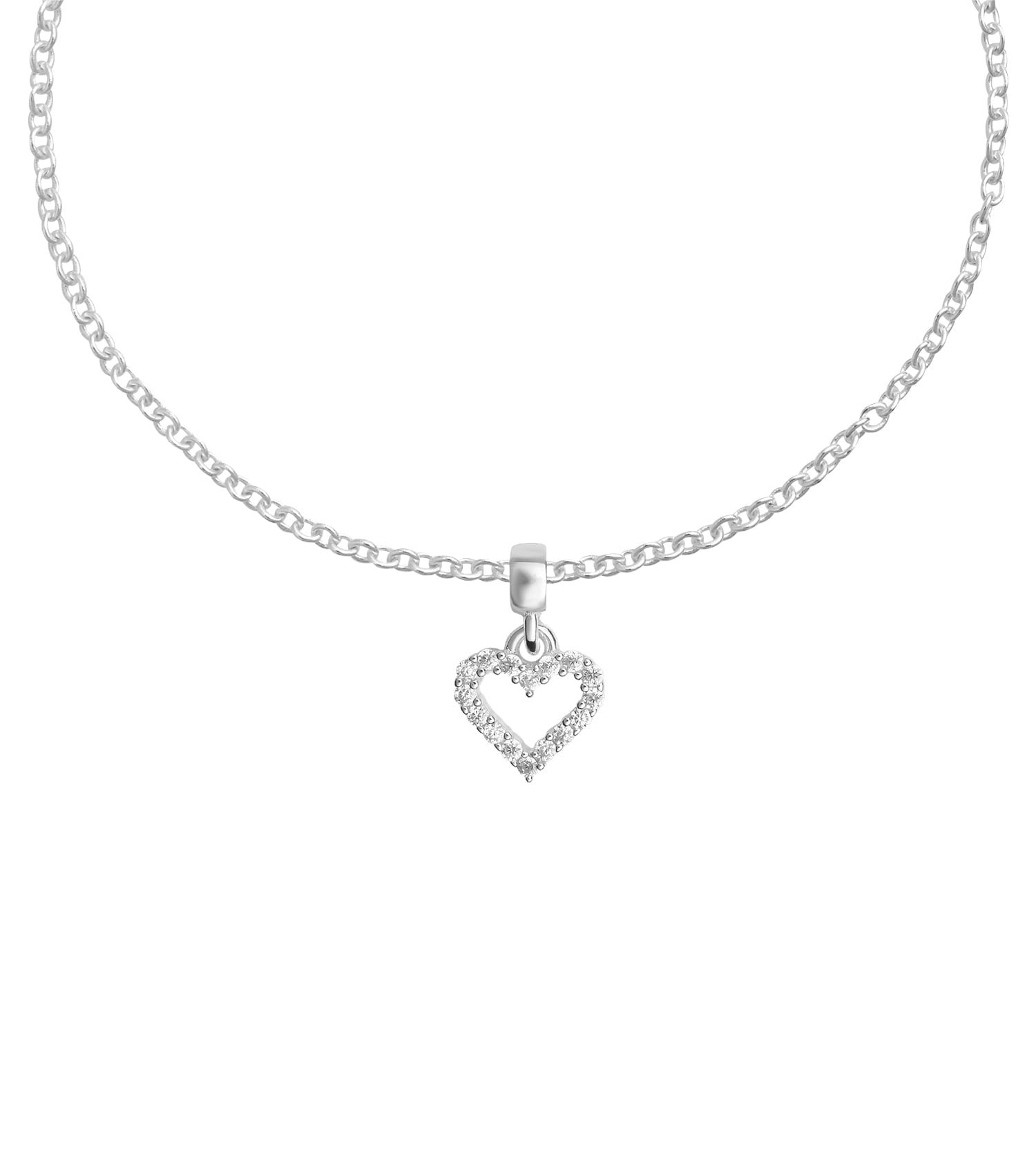 Charm Heart White Crystal Setting S925