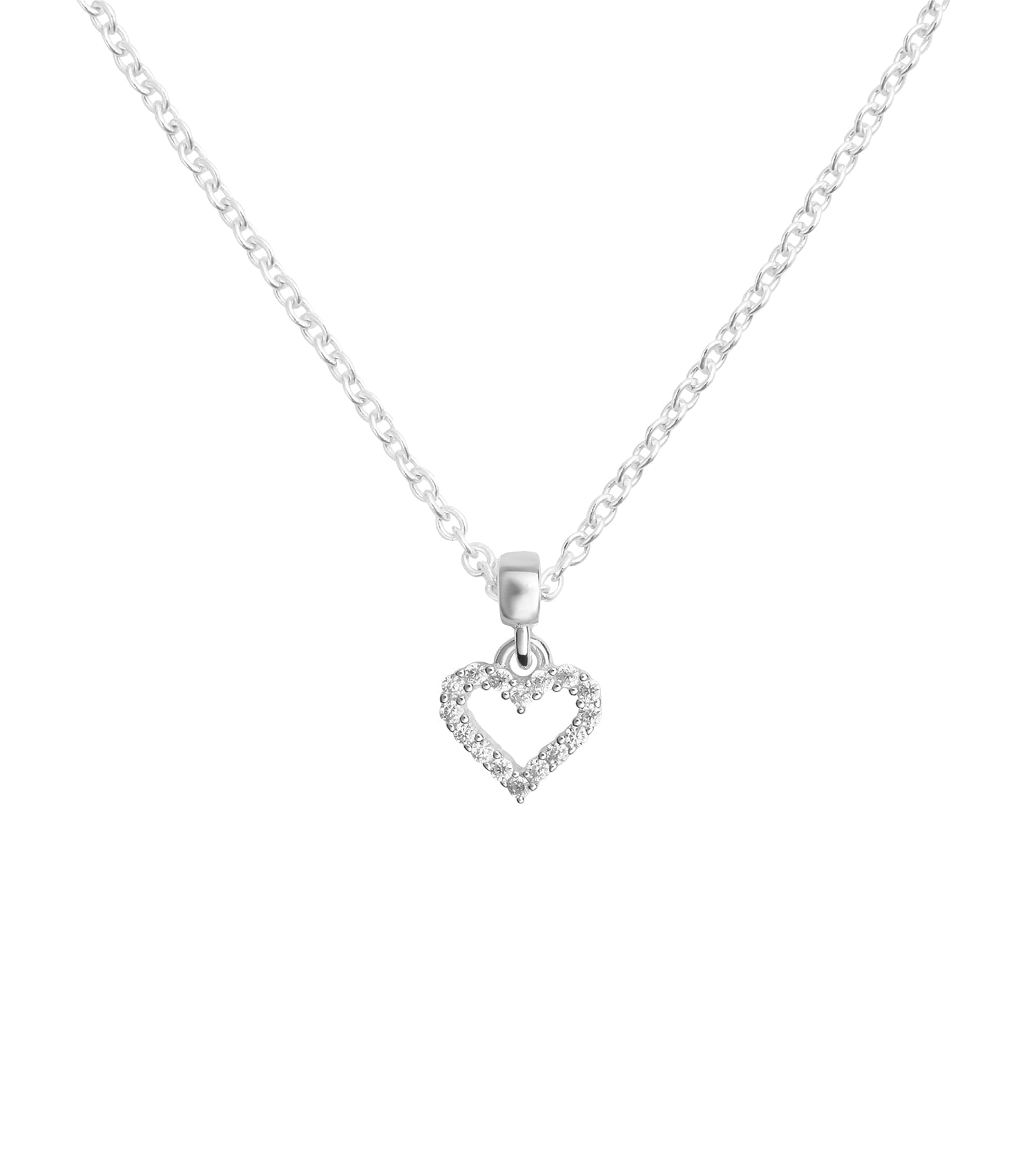 Charm Heart White Crystal Setting S925