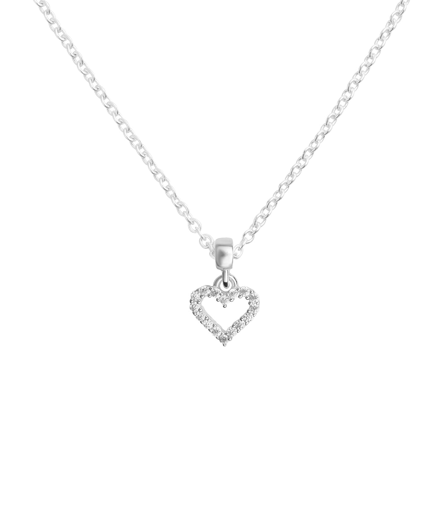 Charm Heart White Crystal Setting S925